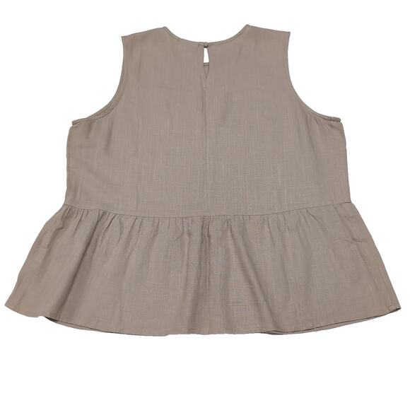 Jeanswest Linen Blend Peplum Tank Top Womens Size 16 Beige Sleeveless Blouse - Picture 5 of 11